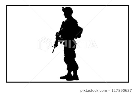 Soldier and Army Force Silhouettes, Army soldiers with gun silhouette Soldier and Army Force Silhouettes, Army soldiers with gun silhouette 117890627