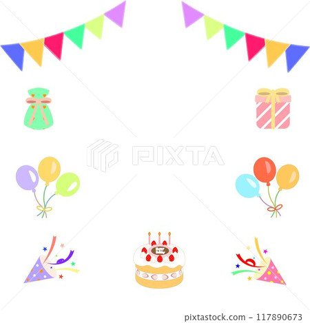 Birthday illustration frame vertical 117890673