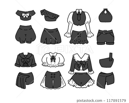 Illustration set of black idol costume 117891579