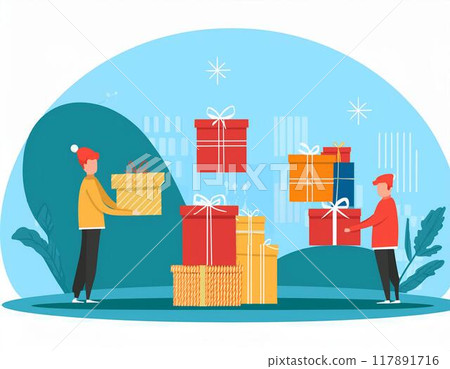 Scene where presents are handed over 117891716