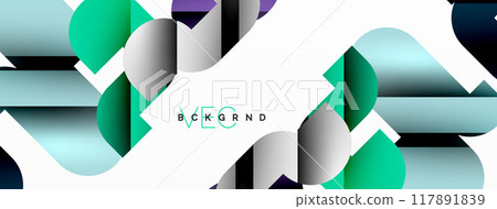 Abstract background. Colorful geometric curve shapes with black shadow lines effects Abstract background. Colorful geometric curve shapes with black shadow lines effects 117891839