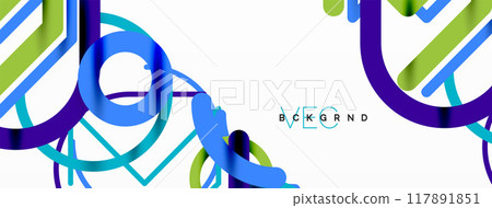 Abstract background. Circles and colorful round shape lines. Linear geometric minimal design 117891851