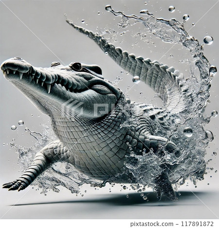 Crocodile splashing water 117891872