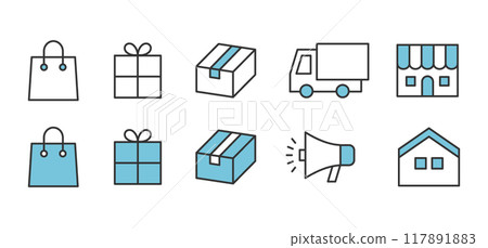 Illustration set that can be used for EC sites, mail order, online shops, etc. 117891883