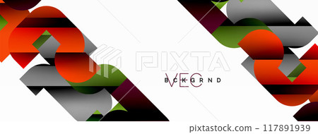 Abstract background. Colorful geometric curve shapes with black shadow lines effects Abstract background. Colorful geometric curve shapes with black shadow lines effects 117891939