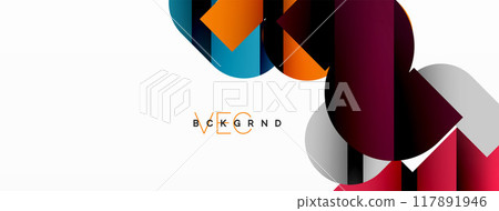 Colorful curve geometric shapes on white Colorful curve geometric shapes on white 117891946