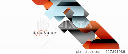Abstract background. Colorful geometric curve shapes with black shadow lines effects 117891986