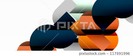 Colorful curve geometric shapes on white Colorful curve geometric shapes on white 117891996