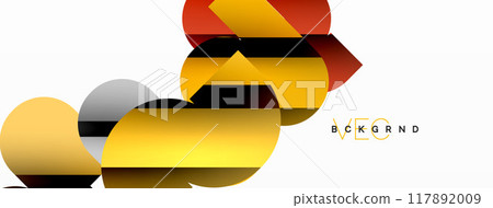 Colorful curve geometric shapes on white 117892009