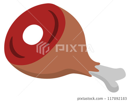 Vector ham leg icon. Flat cartoon meat illustration. Carnivorous animals food clipart isolated on white background Vector ham leg icon. Flat cartoon meat illustration. Carnivorous animals food clipart isolated on white background 117892183