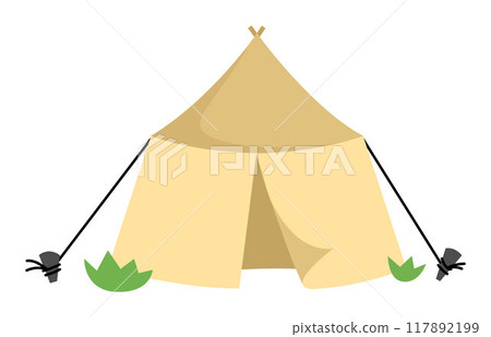 Vector camping, archaeologist or paleontologist tent. Forest teepee icon isolated on white background. Nature outdoor travel equipment. Flat canopy illustration isolated on white background Vector camping, archaeologist or paleontologist tent. Forest teepee icon isolated on white background. Nature outdoor travel equipment. Flat canopy illustration isolated on white background 117892199