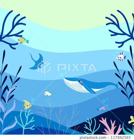 The harmonious scene of the underwater world in the early morning. 117892565