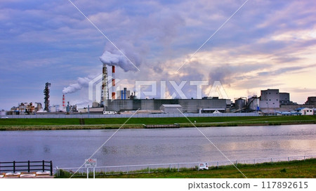A view of a paper mill in Kushiro City 117892615