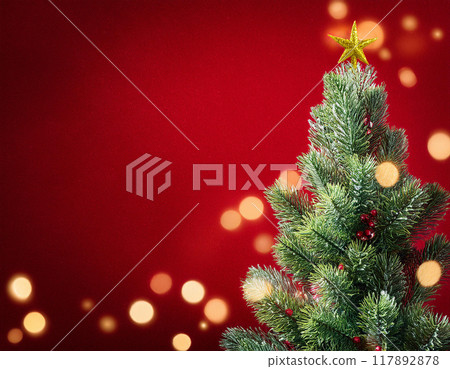 Sparkling Christmas tree background material Generative AI 117892878