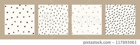 Bohemian Baby pattern. Set of Boho print for kids with stars and small dashes. Gender Neutral Nursery Cute Ornaments. Vector illustration in flat cartoon style Bohemian Baby pattern. Set of Boho print for kids with stars and small dashes. Gender Neutral Nursery Cute Ornaments. Vector illustration in flat cartoon style 117893061