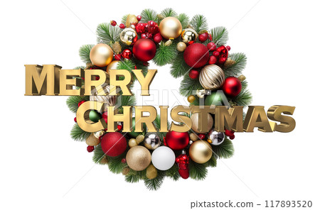 3DCG letters "Merry Christmas" in gold 3DCG letters "Merry Christmas" in gold 117893520