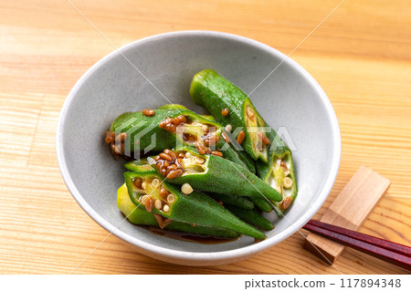 Okra with soy sauce and koji Okra with soy sauce and koji 117894348