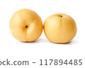 Chinese pear close up on white background. 117894485