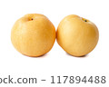Chinese pear close up on white background. 117894488