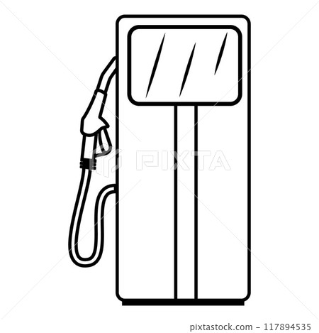 Vector illustration of a gas station, black outline, coloring 117894535
