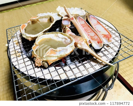 Grilled crab on a charcoal grill Grilled crab on a charcoal grill 117894772