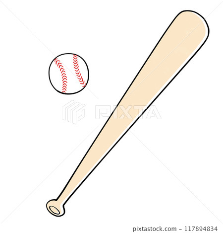 棒球棒和棒球的插圖集 117894834