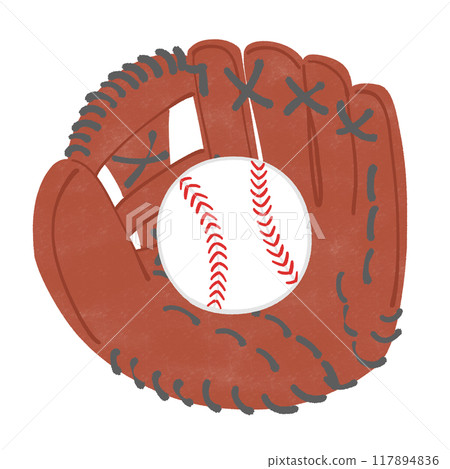 棒球手套和棒球的插圖 117894836