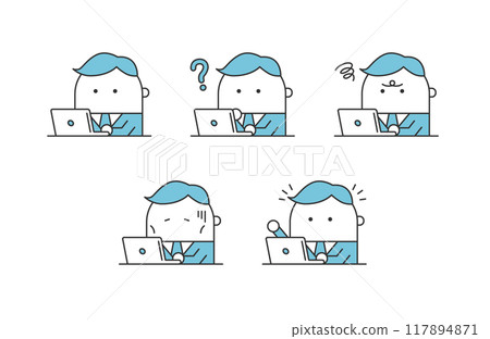 Illustration set of men doing desk work 117894871