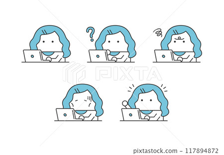 Illustration set of a woman doing desk work 117894872
