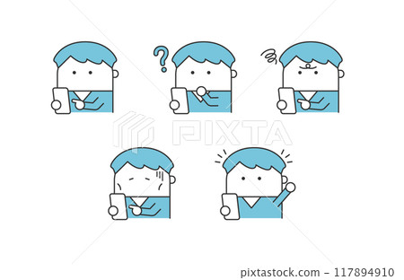 Illustration set of a man using a smartphone 117894910