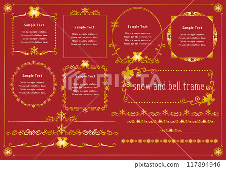 Vintage calligraphy style frame material 23 <Snow / Bell (Christmas)> Vintage calligraphy style frame material 23 <Snow / Bell (Christmas)> 117894946