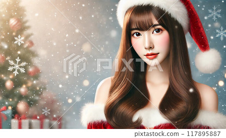 Beautiful woman dressed as Santa Claus 117895887