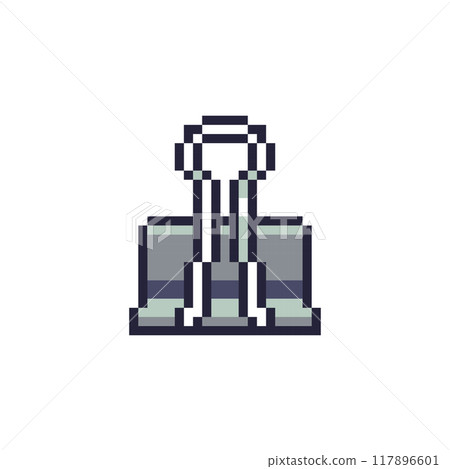 Pixel Art Binder Clip Icon. Retro 8bit Office Supply for Paper Organization. Pixel Art Binder Clip Icon. Retro 8bit Office Supply for Paper Organization. 117896601