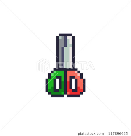Pixel Art Scissors Icon. Retro 8bit School and Office Cutting Tool for Crafting. 117896625