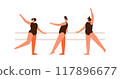 Girls in various ballet positions 117896677