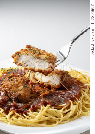 Chicken cutlet pasta 117896697