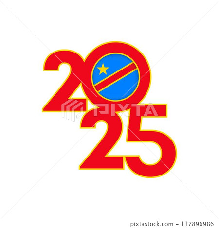 2025 banner with Republic Congo flag inside. Vector illustration. 117896986