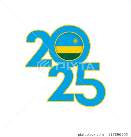 2025 banner with Rwanda flag inside. Vector illustration. 117896995