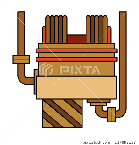 Brewery. Vintage brewing machine concept. Beer making process equipment, machinery symbol suitable for game asset, infographic or book print. Isolated vector illustration Brewery. Vintage brewing machine concept. Beer making process equipment, machinery symbol suitable for game asset, infographic or book print. Isolated vector illustration 117898138