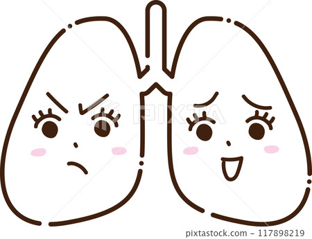 Illustration of anthropomorphic lungs with angry and confused expressions Illustration of anthropomorphic lungs with angry and confused expressions 117898219