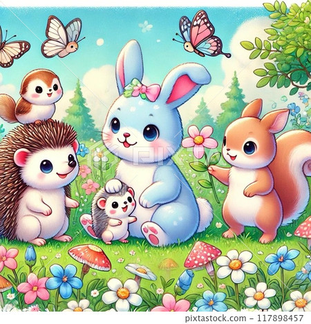Spring animals and cute animal illustration set 117898457