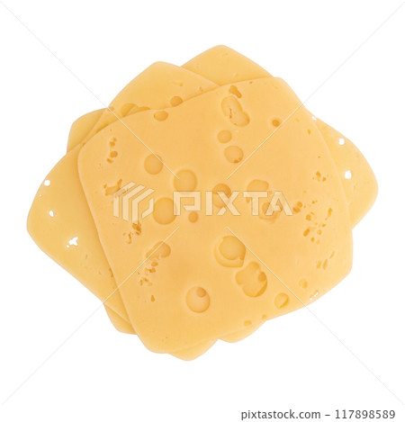 cheese cut into pieces isolated on white background 117898589