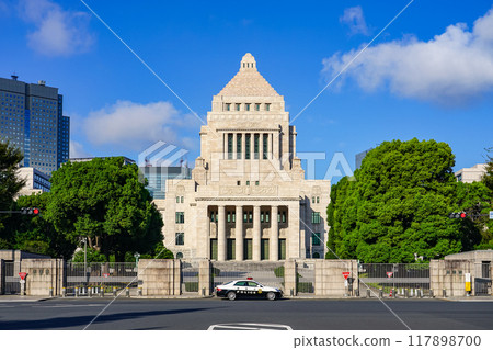 The National Diet Building against a blue sky (Nagatacho, Chiyoda Ward, Tokyo) 117898700