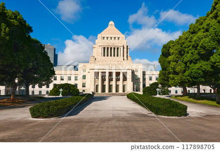 The National Diet Building against a blue sky (Nagatacho, Chiyoda Ward, Tokyo) The National Diet Building against a blue sky (Nagatacho, Chiyoda Ward, Tokyo) 117898705