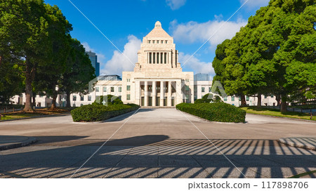 The National Diet Building against a blue sky (Nagatacho, Chiyoda Ward, Tokyo) The National Diet Building against a blue sky (Nagatacho, Chiyoda Ward, Tokyo) 117898706