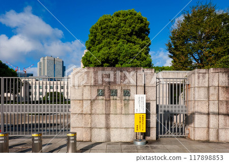 藍天映襯下的國會議事堂正門（東京都千代田區永田町） 117898853