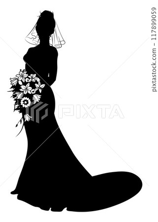 Bride Bridal Wedding Dress Silhouette Woman Design Bride Bridal Wedding Dress Silhouette Woman Design 117899059