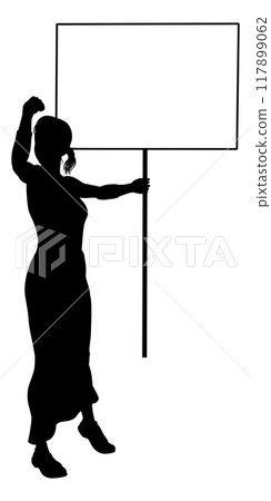 Protest Rally March Picket Sign Silhouette Person Protest Rally March Picket Sign Silhouette Person 117899062
