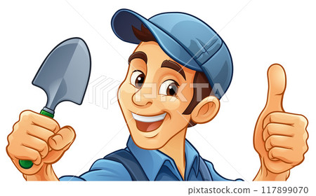 Gardener Cartoon Garden Tool Man Farmer Mascot 117899070