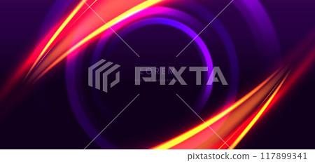 Purple circel line with lighting effect on purple background. Frame circle for product design. Purple circel line with lighting effect on purple background. Frame circle for product design. 117899341